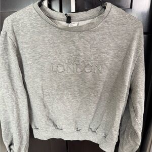 H&M Light Grey 'LONDON' Embroidered Crewneck Sweatshirt